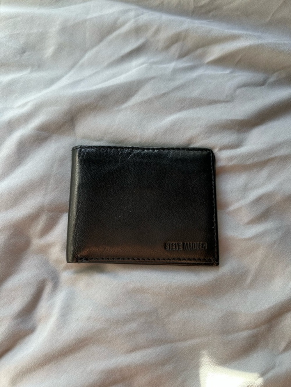 Steve Madden Black Leather Bi-Fold Wallet RFID